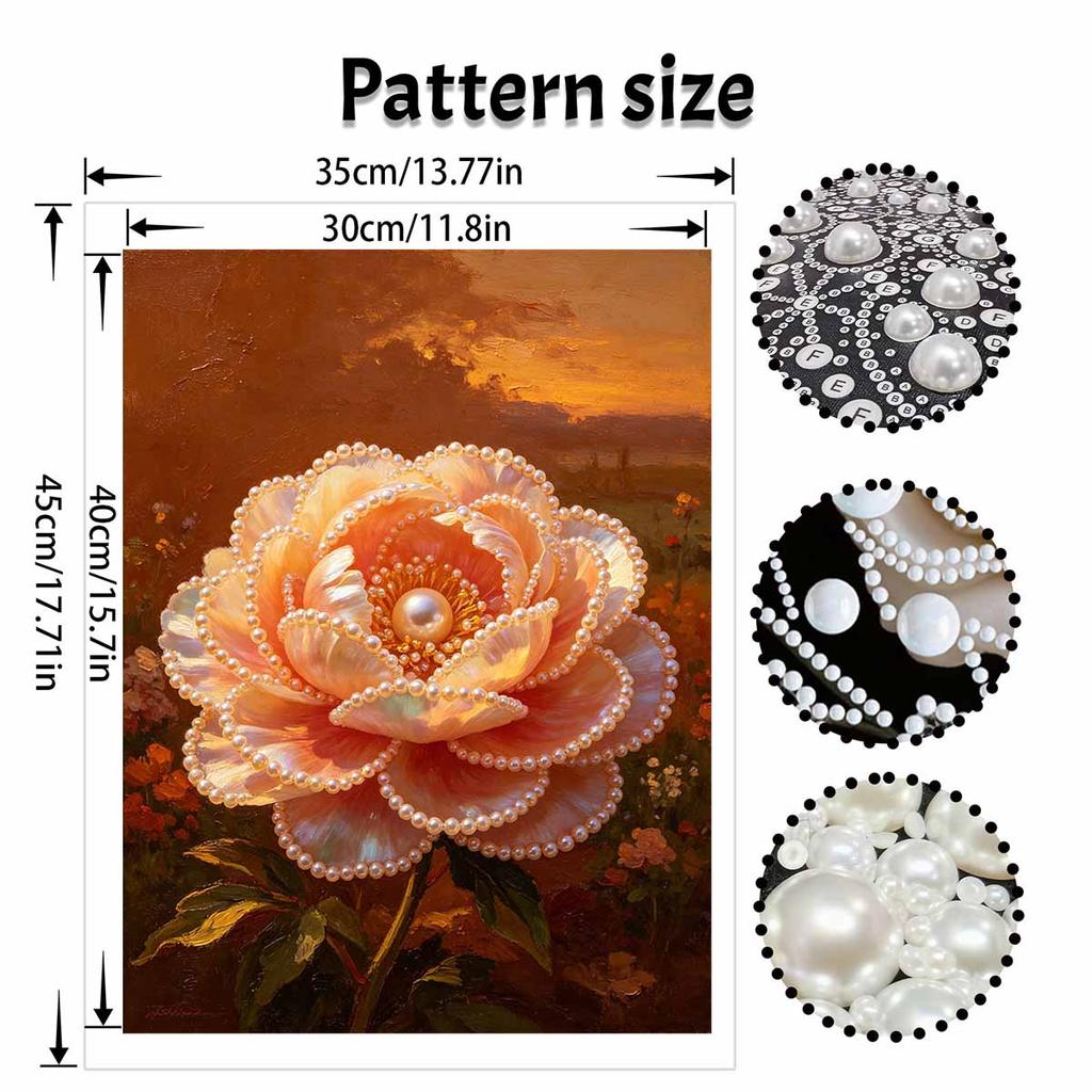 This pearl painting kit features 5D pearls and a beautiful blooming peony mosaic art style. designed for home wall decoration.