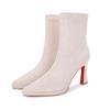 Black Red Sole Suede Platform Ankle Boots: Versatile Elastic Slim Fit, Waterproof, Women's High Heels for Autumn/Winter.