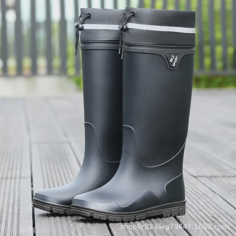 Bottes de Pluie en Caoutchouc Imperméables et Antidérapantes pour Hommes, Style Coréen Tendance, Pêche et Extérieur