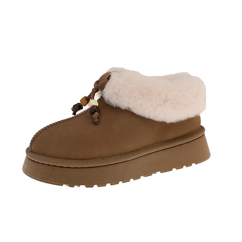 

Winter new fluffy snow boots women s short tube cute muffin thick-soled piled thickened warm cotton shoes 40 хаки