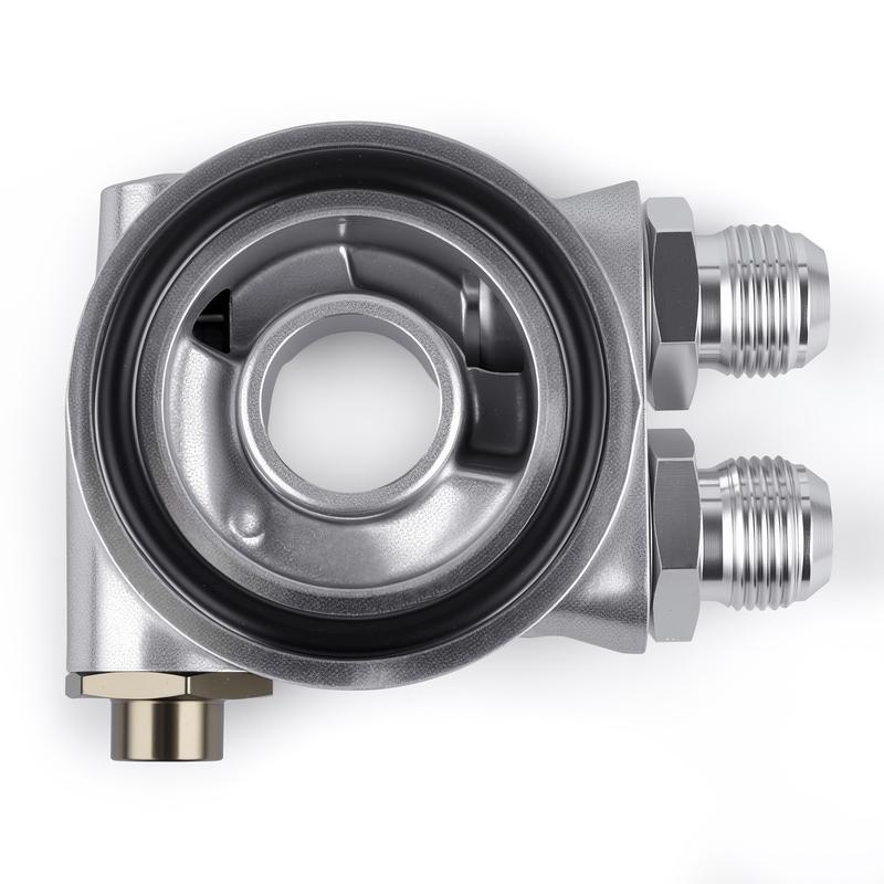 Silver Oil Sandwich Adapter Oil Sandwich Plate with Thermostat 3/4-16 UNF Adapter AN8 AN10 Fittings for choose