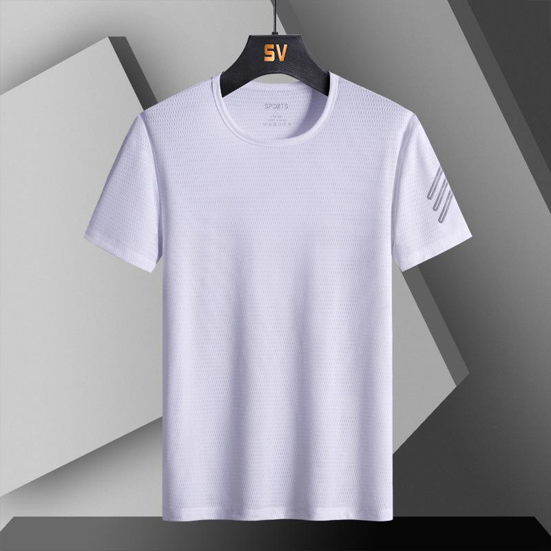 Ledové hedvábné cool tričko s krátkým rukávem Pánské tričko s polovičními rukávy větší velikosti Fitness tričko Top