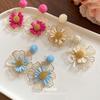 Silver Needle Raffia Flower Pendant Earrings Vacation Wind Sweet Small Fresh Temperament Earrings Niche High-end Earrings