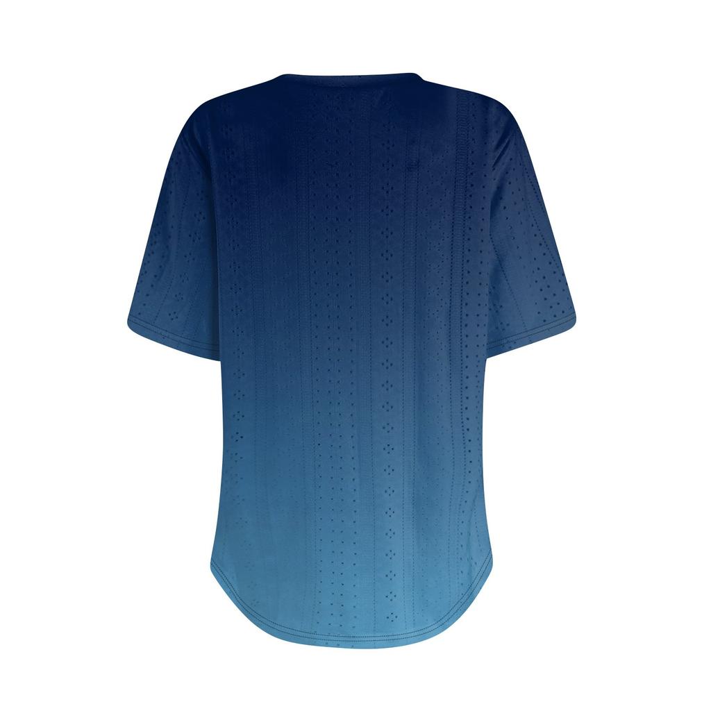 Dames T-shirts V-hals Korte mouwen Casual tops Losse pasvorm Basic T-shirts met gebogen zoom