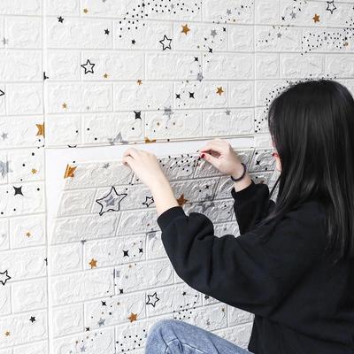 70cmx1m 3D Wall Sticker Faux Brick Bedroom Home Decor Waterproof Self Adhesive Wallpaper Living Room TV Background Decoration