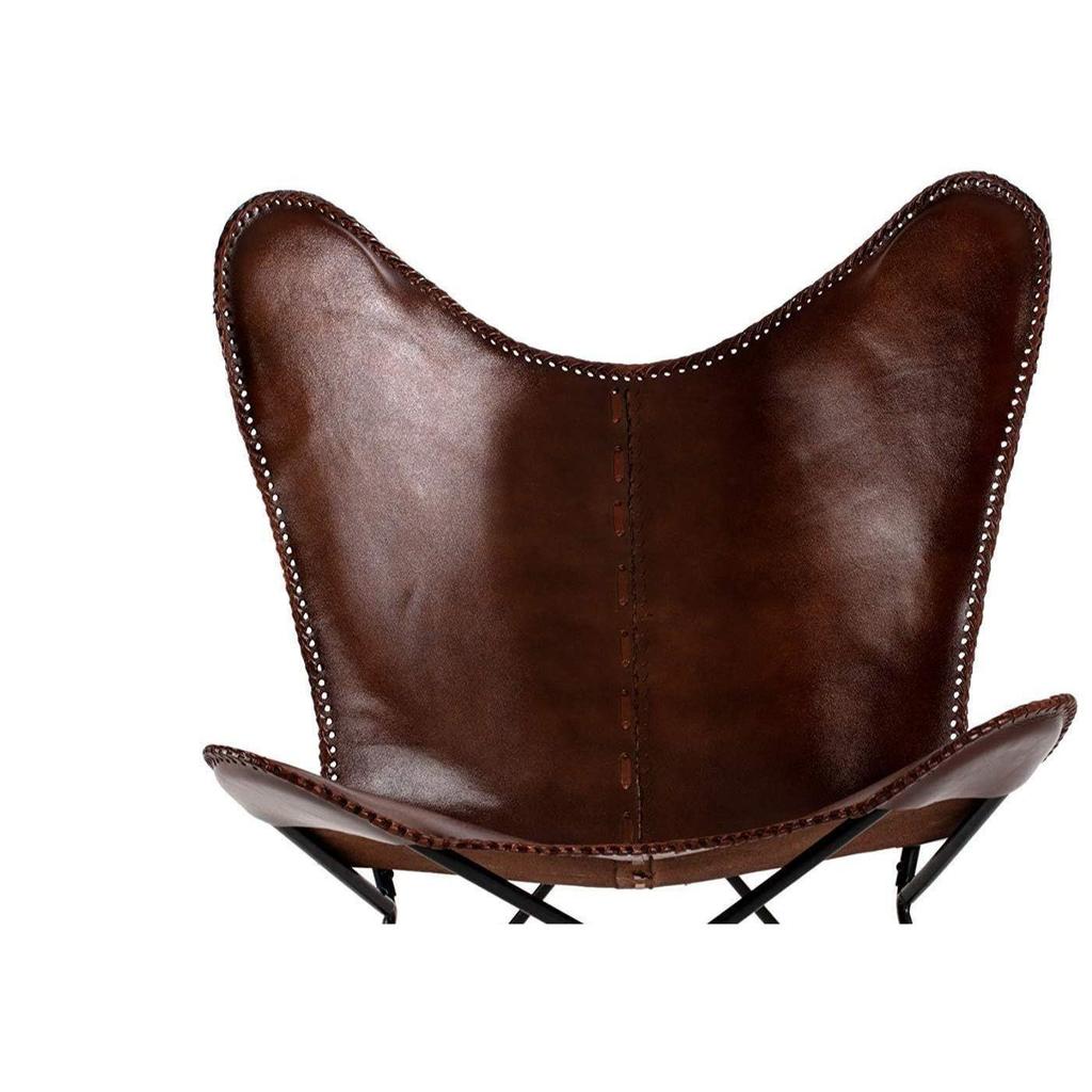 (Only Cover) Butterfly Chair Brown Leather Butterfly Chairs Handmade with Powder Coated