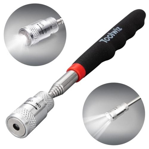 Toolwiz MPT-36 Antenna-Type Magnetic Pickup Tool, Handheld Magnet Catcher, 3.4kg (36N) Suction Force, LED, Extendable Up To 80cm, Super Strong Magneti