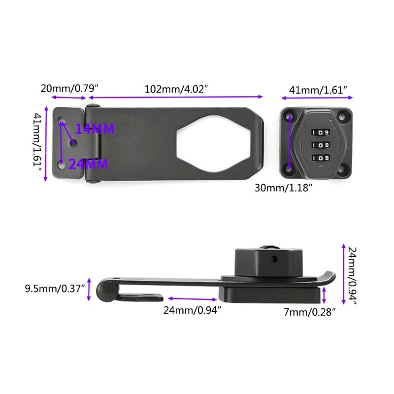 AntiTheft Password Drawer Lock 3Digit Combination Lock Cabinet Hasp Lock with Code Lockers Keyless Lock Durable
