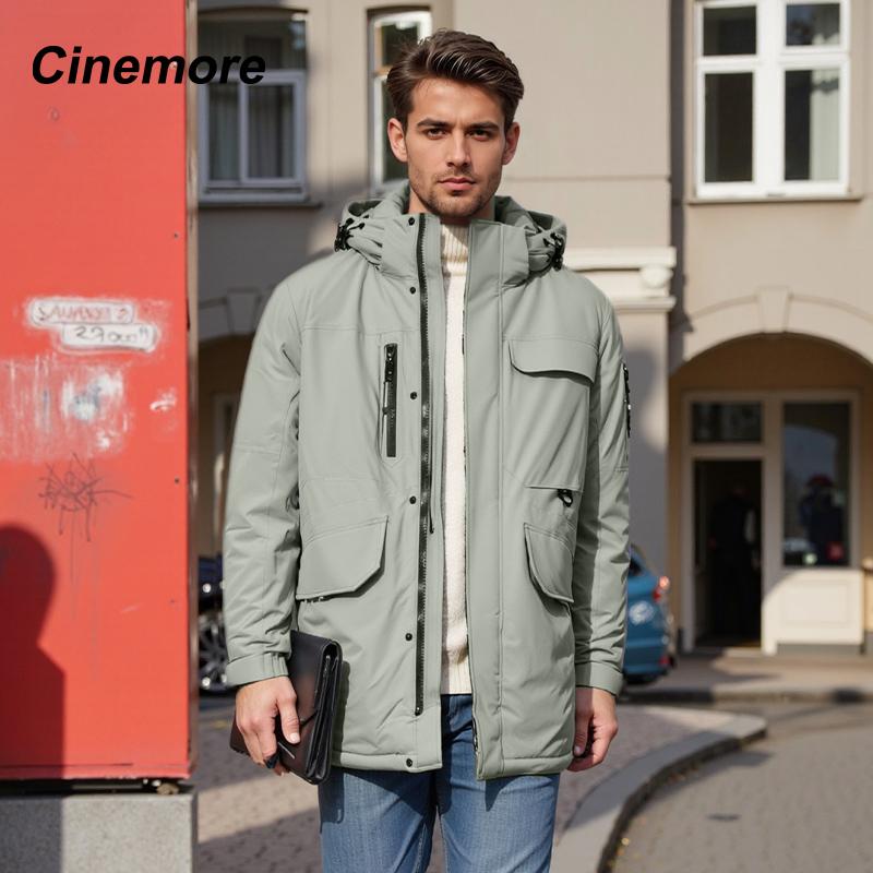 

Cinemore 2025 Winter Coat Men s Down Jacket with Pockets, Warm, Drawstring, Hooded, Short Parka Men s 8012 XL сірий