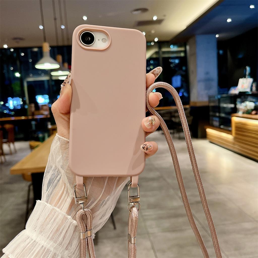 Crossbody Lanyard Candy Color Phone Case for Iphone 17 Air 16 Plus 16E 15 14 13 12 11 Pro Max Silicone Soft TPU Back Cover