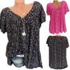 Plus Size Casual Summer Women Flower Print V Neck Short Sleeve Loose T-Shirt Top