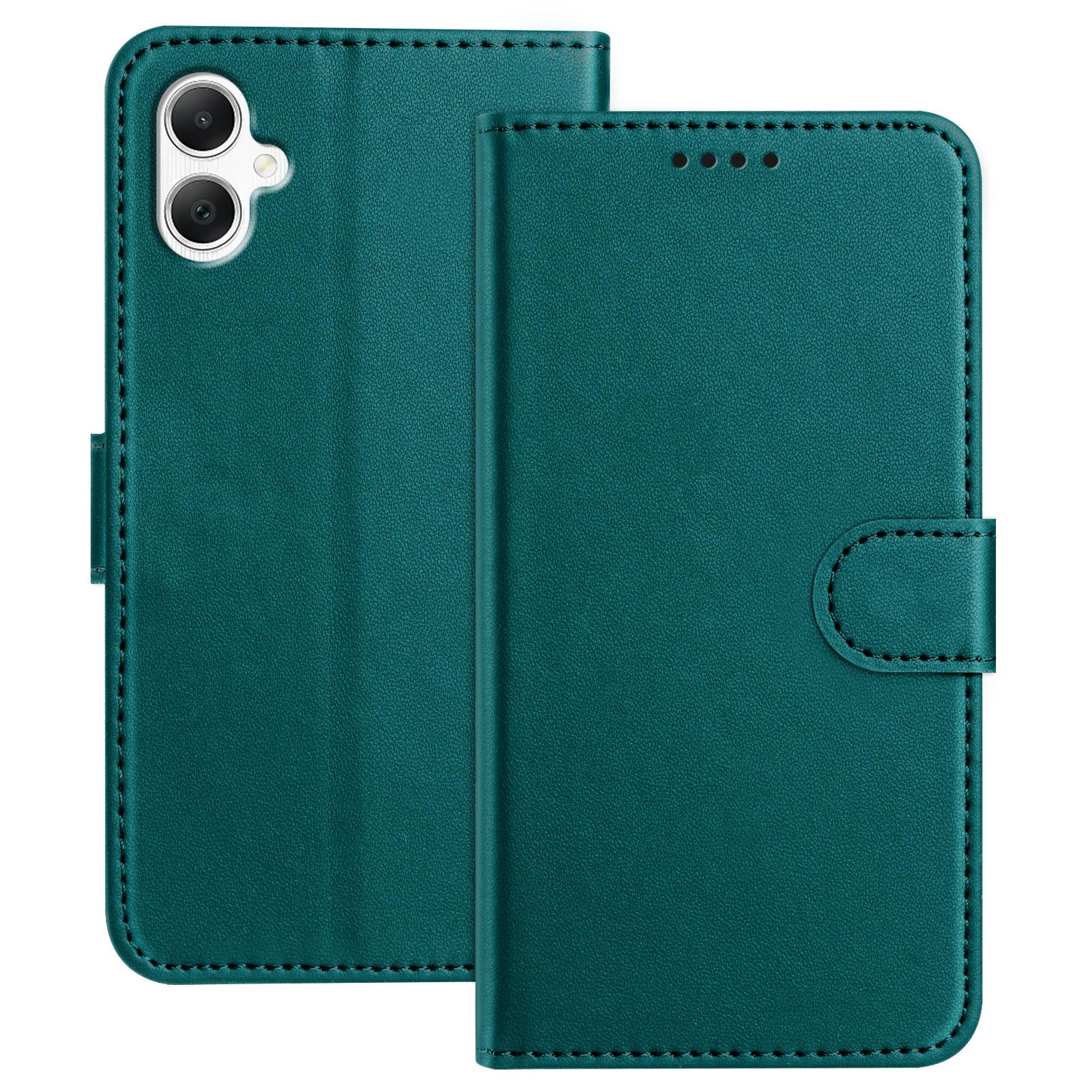 

For Samsung Galaxy A07 Leather Case Wallet Stand Solid Color Anti Drop Phone Cover Green