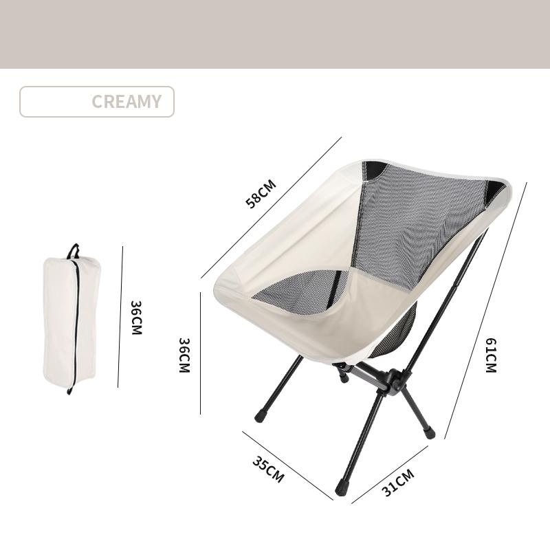 

Portable Folding Outdoor Chair Breathable Mesh Backrest Moon Armchair Fishing Stool Art Painting Chair Beach Picnic Camping Chair
