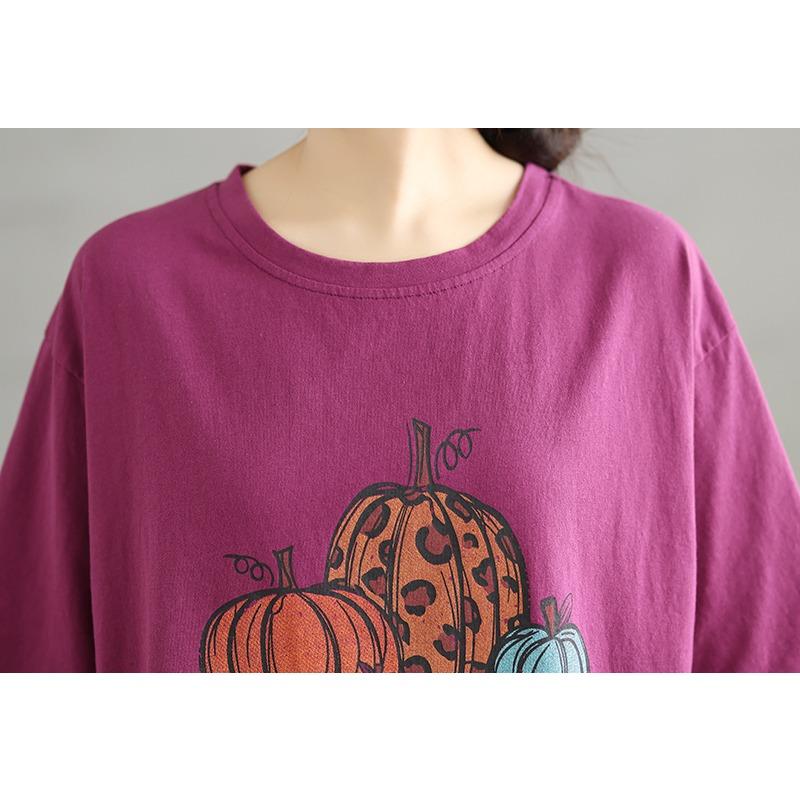 DIMANAF 2025 Women New Summer Loose Plus Size Printing T-Shirt Short Sleeves Cotton Vintage Tops Tees Maxi