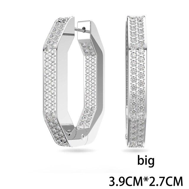 Voguish Fashionable Trend Women 'S Jewelry Colorful Crystal Stone Necklaces Shiny Rings Big EarringsFashion Necklaces
