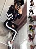 2023 Color Block Lace-Up Hoodie Crop Top & Long Pants Two-Piece Set for Women - Autumn/Winter Casual Wear