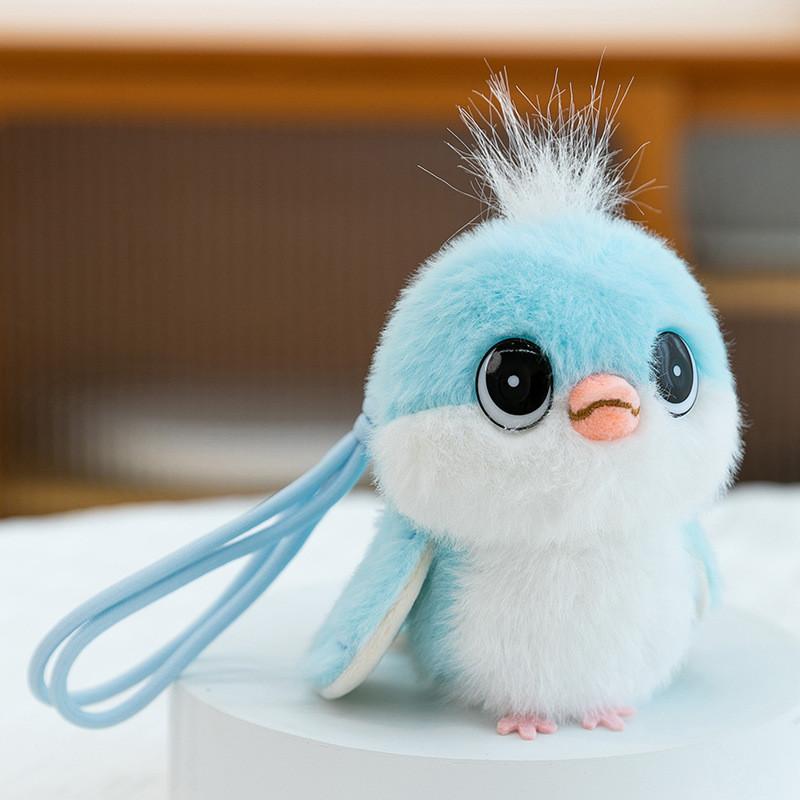 Plush Bird Toy Hanging Keychain For Kids Girl Boy Gift Soft Stuffed Animal Decor