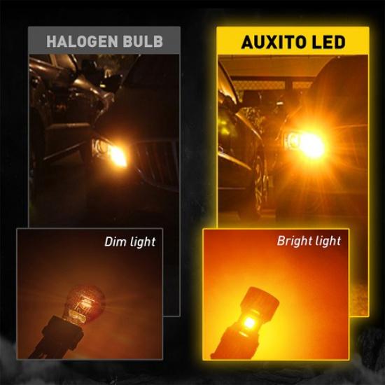 2X AUXITO 3157 LED Turn Signal Light Bulbs CANBUS Anti Hyper Flash Amber 2200K B