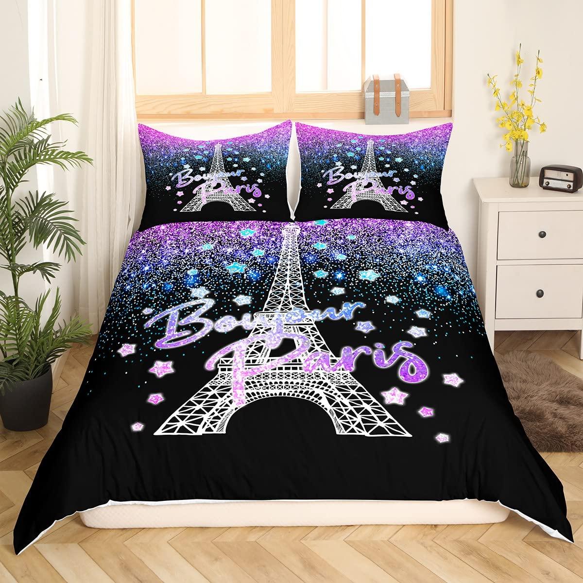 

Пододеяльник с Эйфелевой башней, розовая башня Парижа, комплект постельного белья для детей, мальчиков и девочек, покрывало с изображением французского Парижа и городского пейзажа EU single(135x200cm)