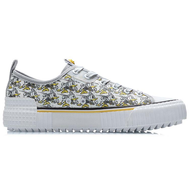 Li Ning Disney X Breathable Non-Slip Shock Absorbing Low-Top Skate Shoes Unisex Sneakers Gray White AGCR177-3
