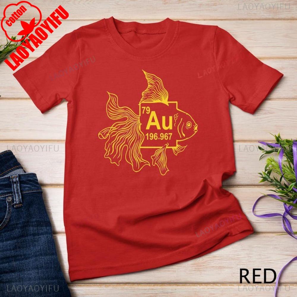 Goldfisch AU Chemie Wissenschaft T-Shirt Lustiger Goldfisch Einzigartiges Design Sweatshirt Chemie-Liebhaber Der Goldfische Hält Geschenk T-Shirt Oberteile
