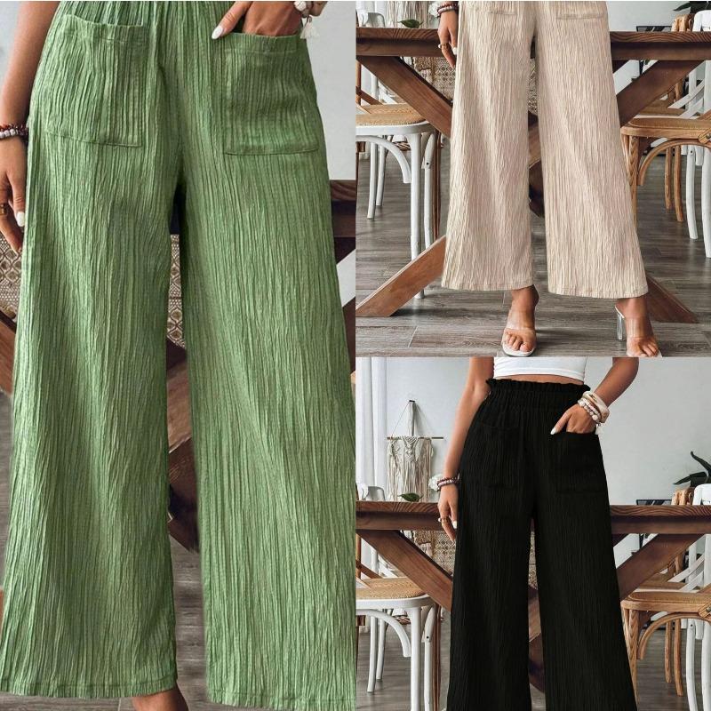 Cotton and Linen Women's Loose Fashion Solid Color Straight Casual Pants Women's Clothing