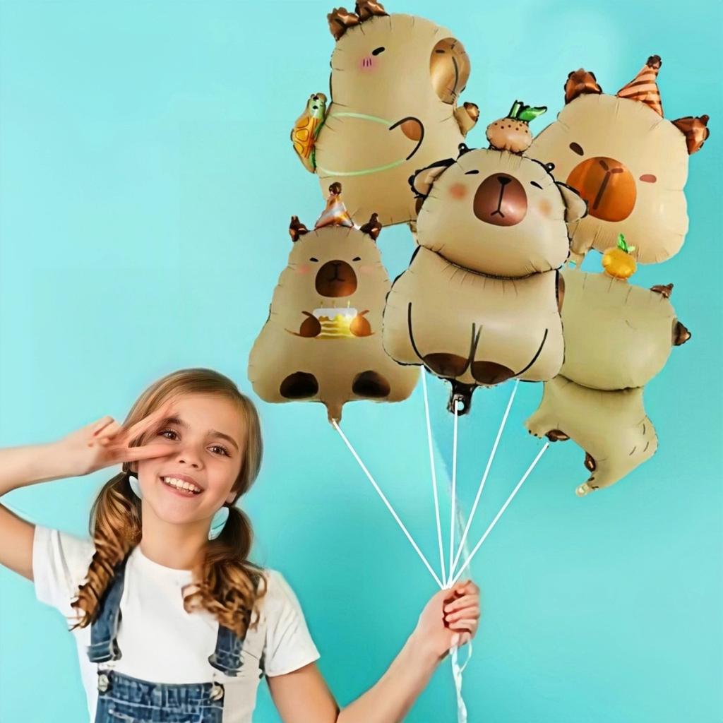 Cartoon Kawaii Capybara Theme Aluminium Film Balloon Kids Children Birthday Balloon Toy Baby Shower Globos Decoration Supplies