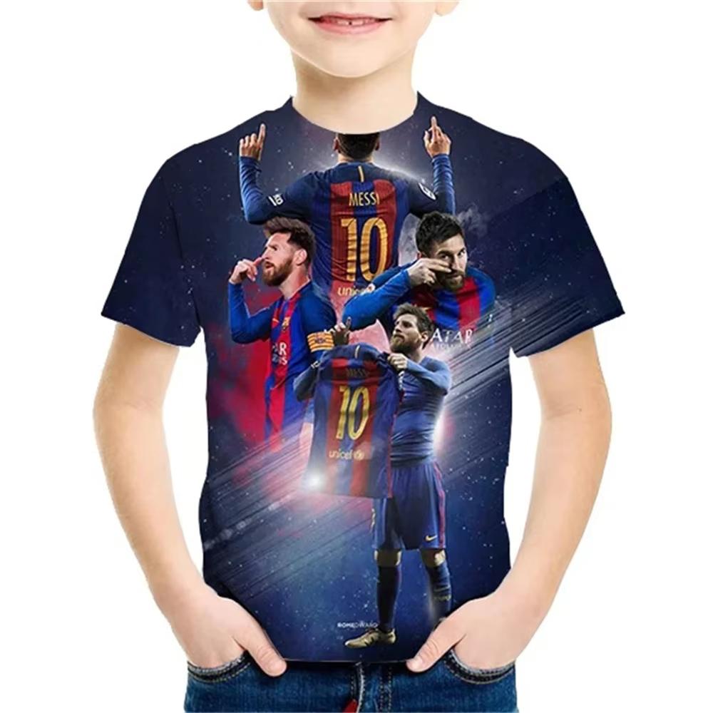 2025 Vară Nou la Modă Tricou pentru Copii Imprimat 3D Popular Starul de Fotbal Messi Cool Băieți și Fete Casual Mânecă Scurtă