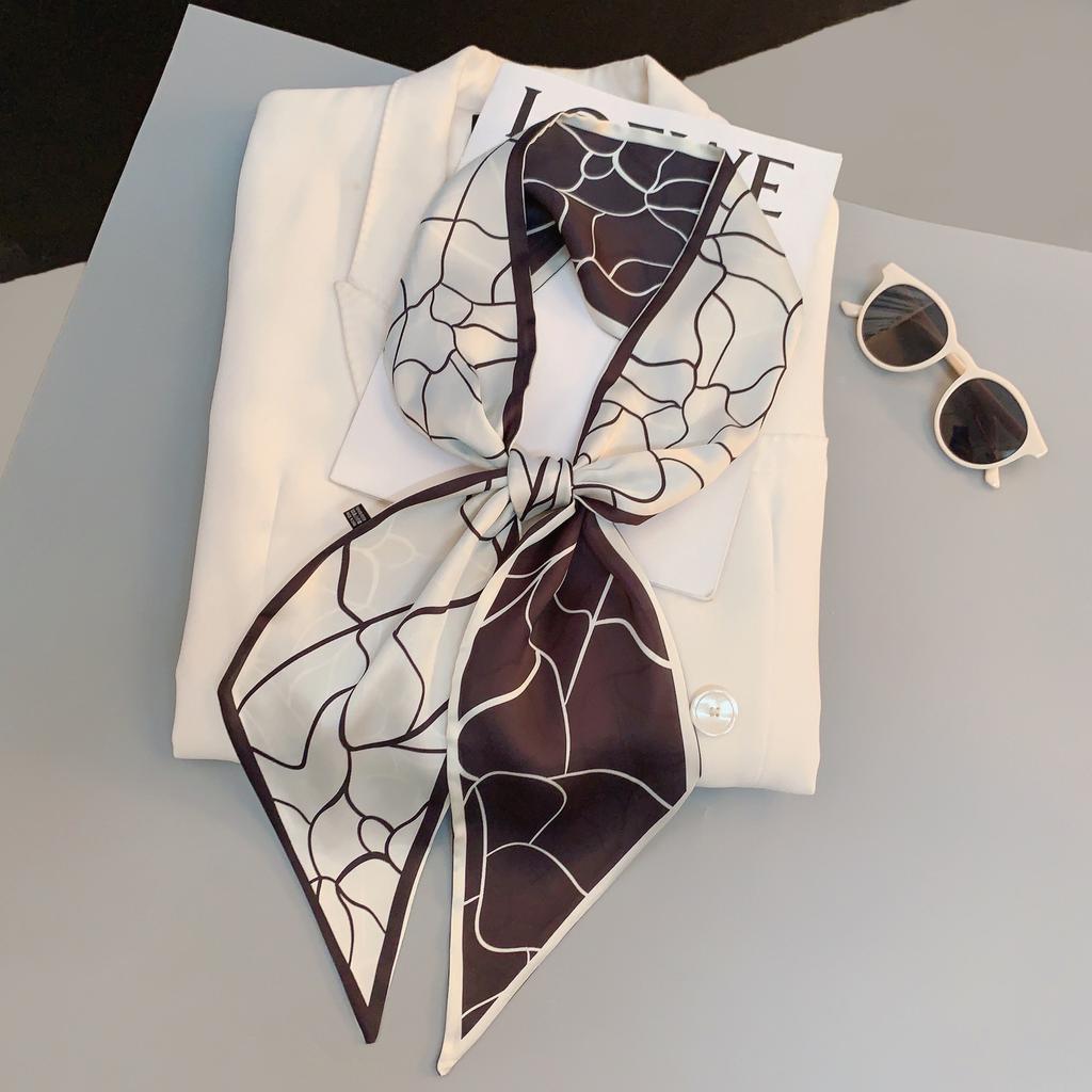 Luxury Design Silk Skinny Headwear Scarf Women Print Spring Neck Tie Hair Hand Bag Ribbon Wrist Belt Foulard Headband Lady