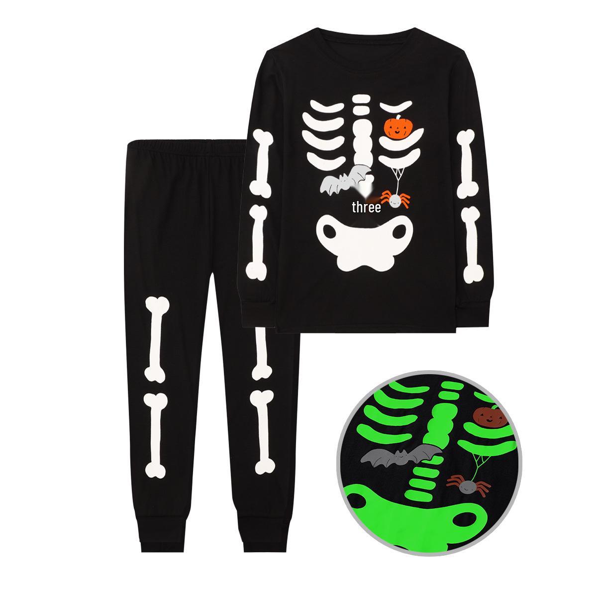 

Піжамний набір з люмінесцентним принтом на Хелловін на осінь/зиму 2025 для дітей малого та середнього віку 5Y (110 cm)