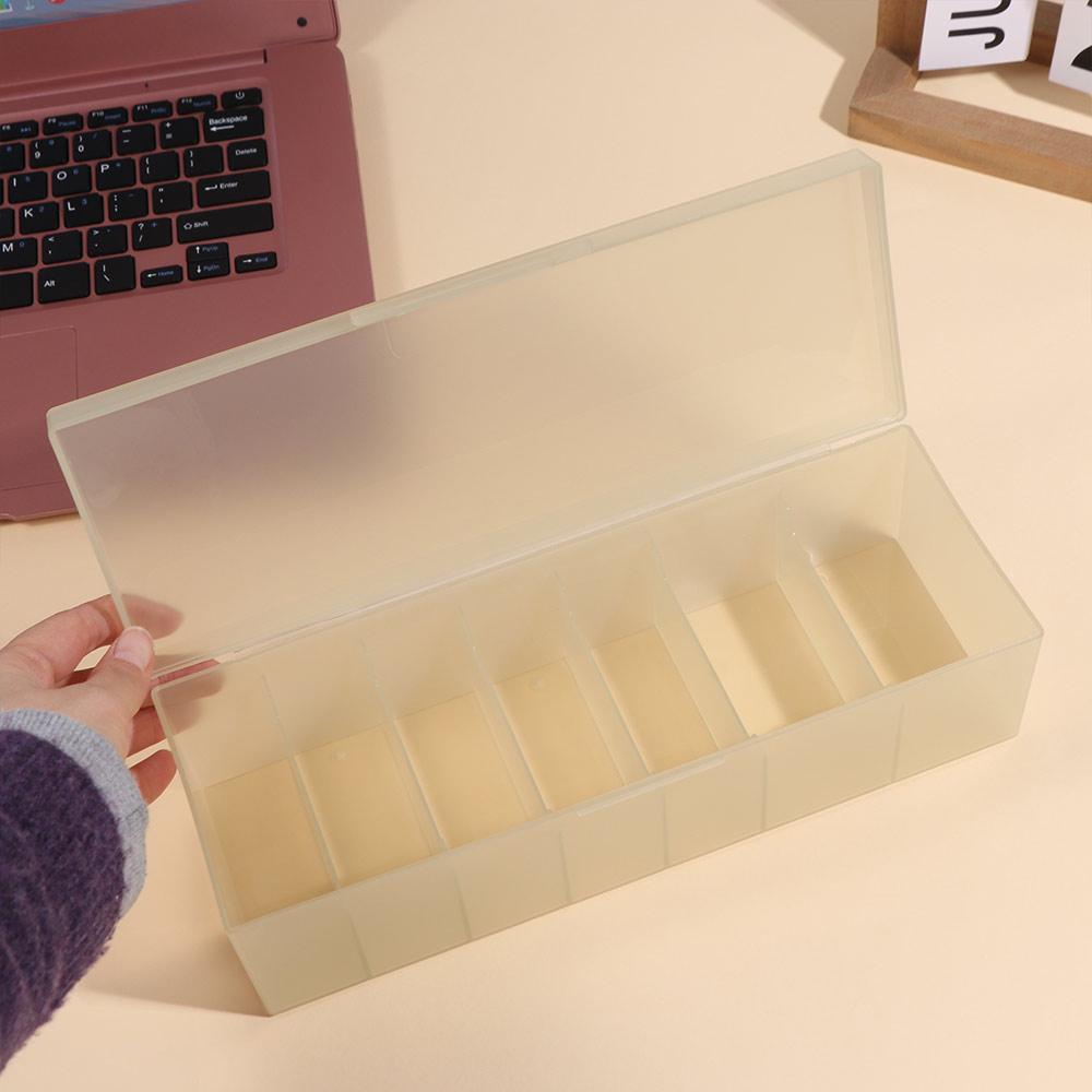 7 Grids Data Cable Storage Box with Cover Charging Line Storage Container  Headset
