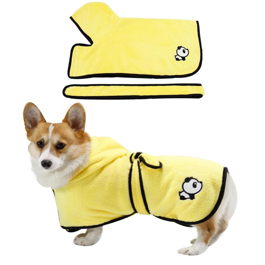 [plum]1PC Dogs Cat Coral Fleece Embroidery Comfortable Pet Bathrobe Clothes