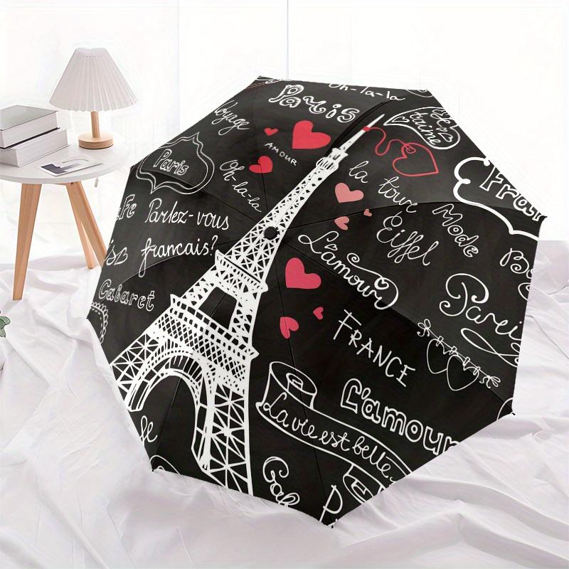Parisian Romance: Eiffel Tower Chalkboard Art PrintUmbrella, Portable 3-Fold Umbrella for Men & Women,Christmas Gift ES217