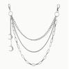 Silver Multi Layer Jean Chain With Cross Pendants Durable Metal Finish Fit For Punk Streetwear Concert Party Outfits