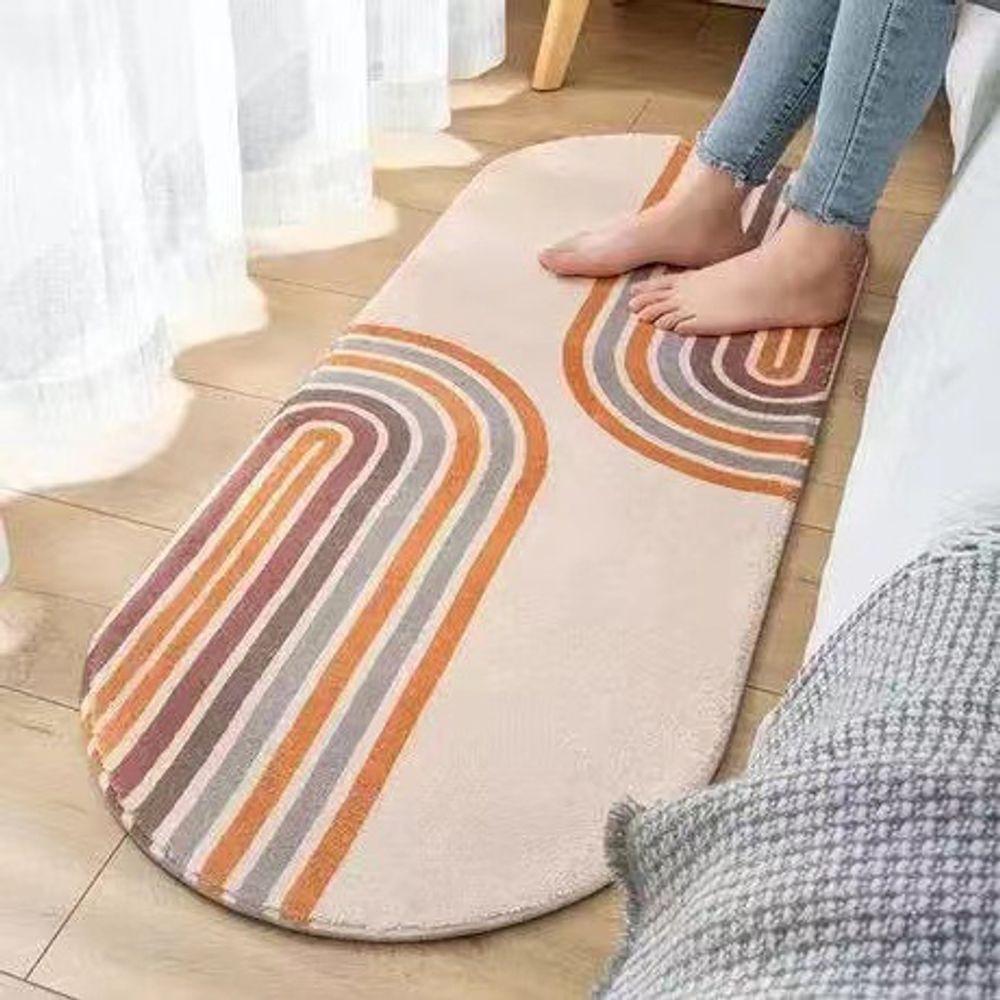 Ovaal Vormig Woonkamer Tapijt Zacht En Koel Slaapkamer Nachtkastje Tapijt Bank Salontafel Kaptafel Flanellen Mat Huisdecoratie 50X160CM(1.6X5.3FT