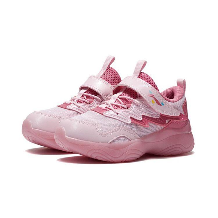 Li Ning Kids Comfortable Sports Non-Slip Shock Absorbing Wear-Resistant Low-Top Casual Shoes Kids Casual Shoes Pink YKNS012-4