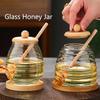 Glass Honeycomb Tank Kitchen Tools Honey Storage Container with Dipper and Lid Honey Bottle for Wedding Party Dining