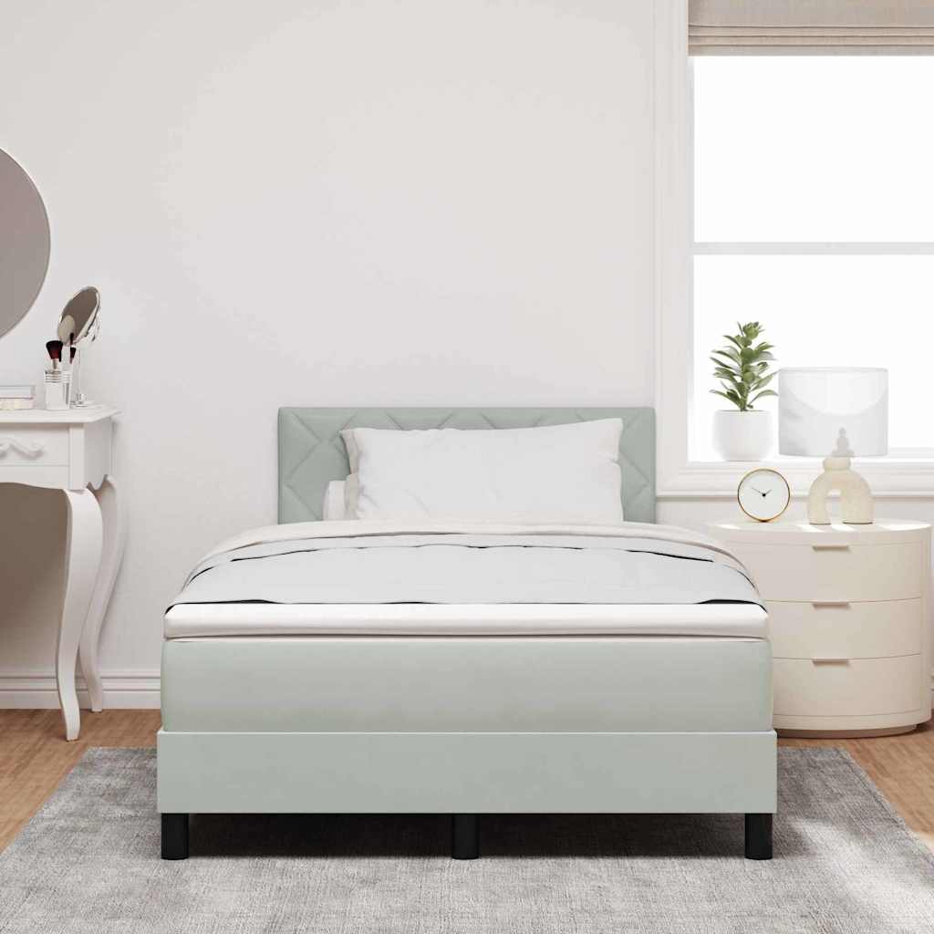 Box Spring Bed with Mattress Light Grey 120 x 190 cm Velvet