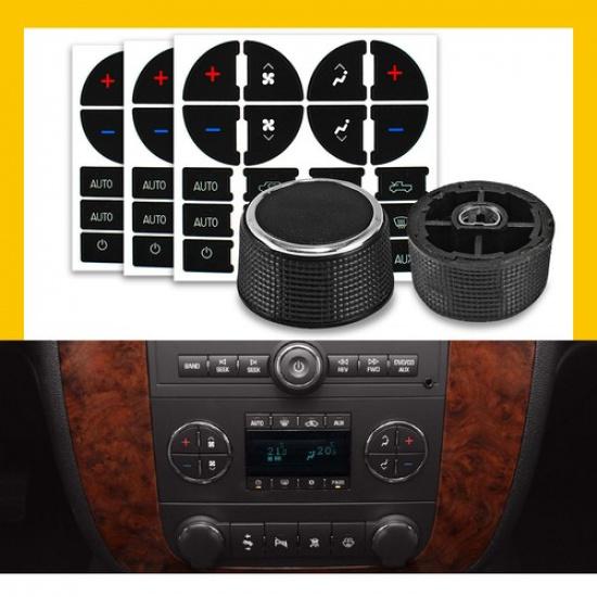 For GMC Radio A/C Decals Climate Control Button Stickers + Control Repair Knob