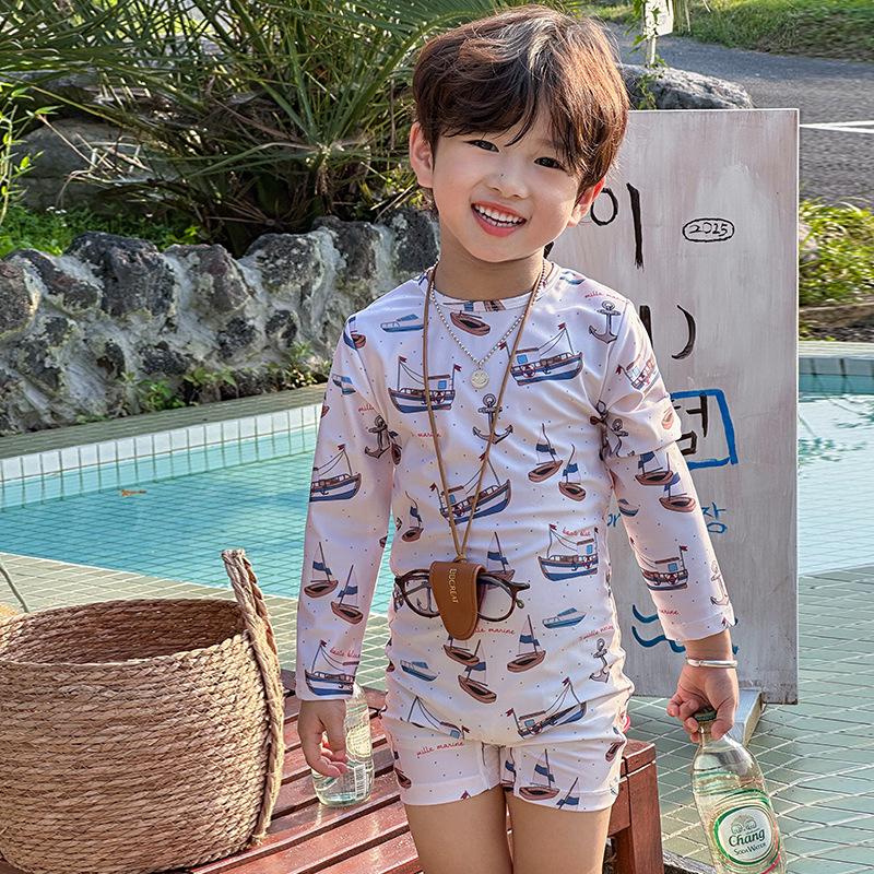 

Новый детский слитный купальник с длинным рукавом для защиты от солнца на лето - быстросохнущая пляжная одежда для малышей и детей 130 cm