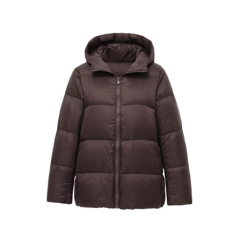 Womens Lightweight Down Puffer Jacket Short Hooded Warm Outerwear 85-90% White Duck Fill