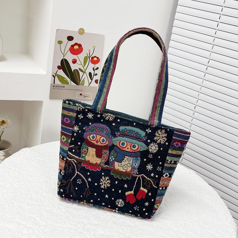 Canvas embroidery butterfly handbag bag middle-aged and elderly mother handbag women's ethnic style elephant women's bag