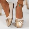 Women's Bow Square Toe Flats - Comfortable Slip On Ballet Shoes