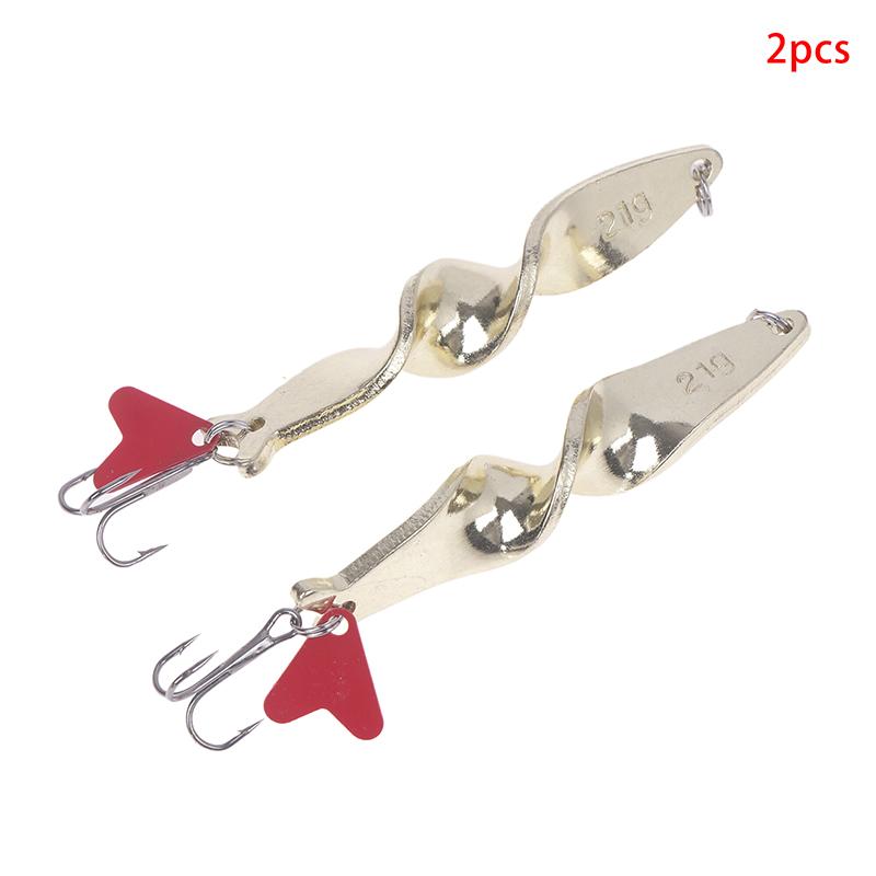 2 Stück Gold Silber 10g 14g 21g 28g Rotierender Metall Spinner Löffel Angelköder Köder Für Forelle Hecht Angeln Fisch Drillingshaken Tackle