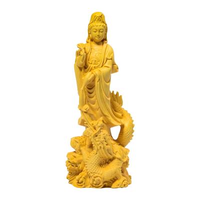 Hanro Art Buddha Kannon Ryujo Ryu Holz buddhistischer Altar Buddha Warm Tsuge Baum 17cm x Breite x Tiefe Skulptur, Statue, Statuette, Kannon, Kannon, Ornament,