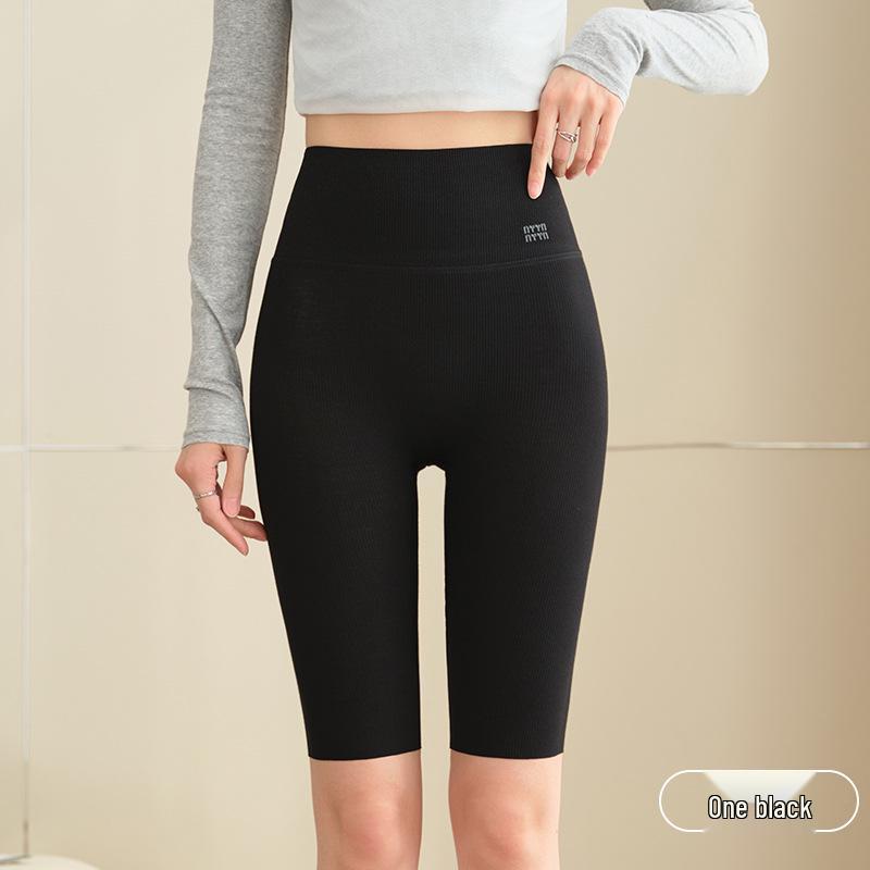 

White Cotton-Feel High Waist Seamless Ribbed Capri Leggings for Women – Stretchy, Slimming, Versatile Summer Fashion 2026 S suitable for 80-100 lbs чорний