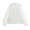 2024 Autumn Women's European-American Style Organza Flower See-Through Shirt
