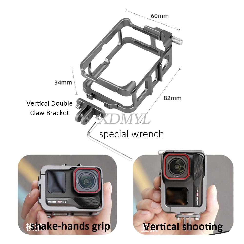 Aluminum Alloy Rabbit Cage Protective Frame Metal Case With Cold Shoe Mount For Insta360 Ace Pro 2/ACE/ACE Pro Camera Accessory