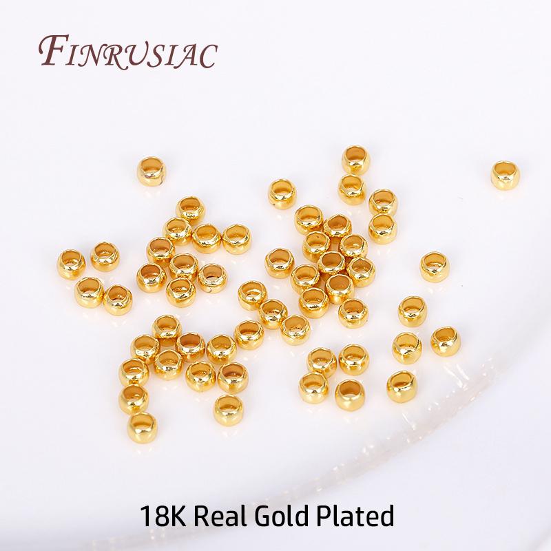 DIY Jewelry Making Supplies 14K/18K Gold Plated Round Crimps Beads,2mm 2.5mm 3mm End Crimp Beads Wholesale