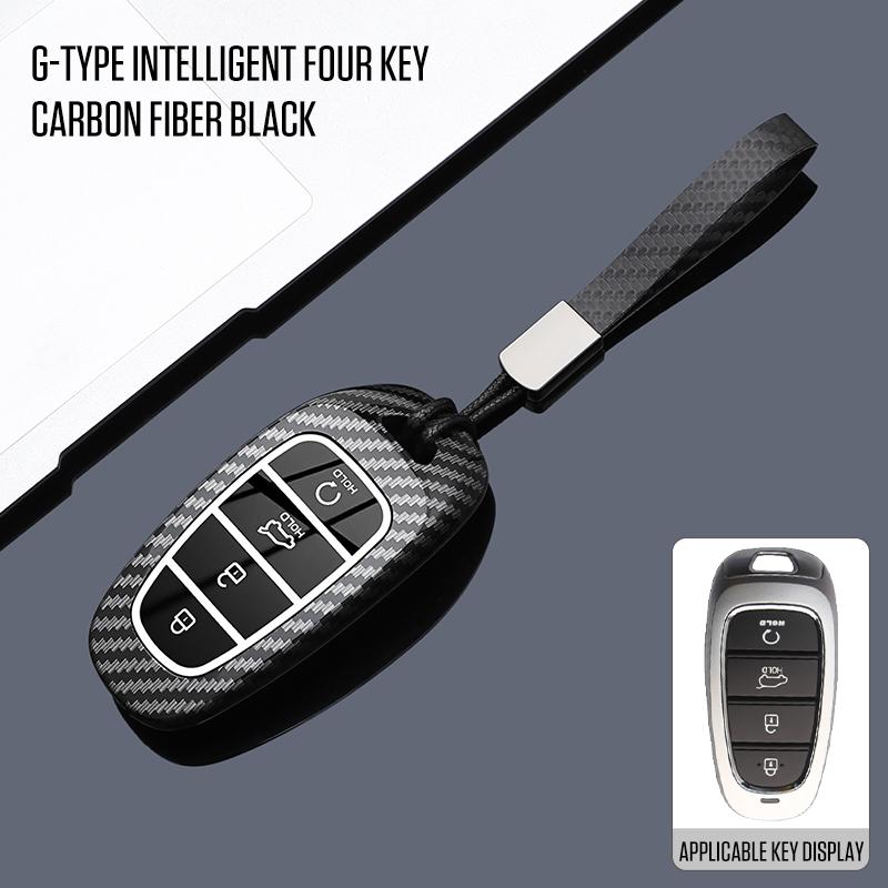 

ABS Carbon Fiber Style for Hyundai Santa Fe Tucson 2022 NEXO NX4 Atos Solaris Prime 2021 4 5 7 Button Remote Car Key Case Cover